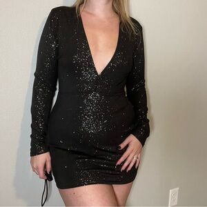 Lucy in the sky sparkle mini dress long sleeve